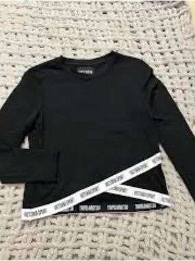 Victoria secret sport Black Long Sleeve Logo Trim Top -